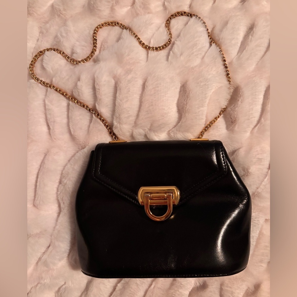 Frenchy of California Black Crossbody Bag with Gold Chain